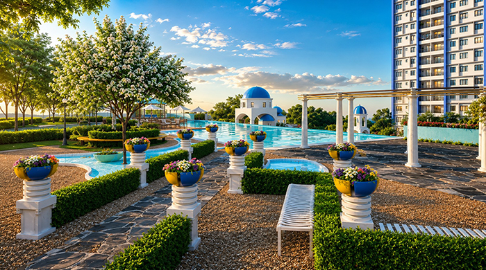 Outdoor leisure spaces at Santorini @ Botani Ipoh