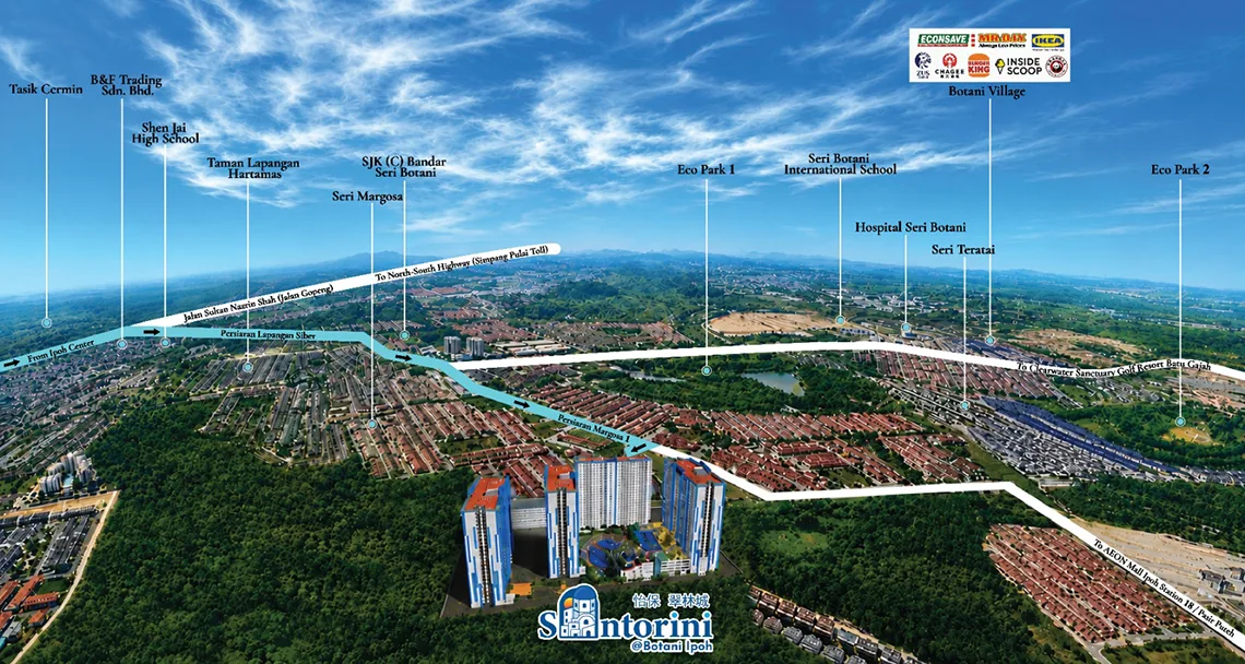 Santorini @ Botani Ipoh aerial location map in Bandar Seri Botani